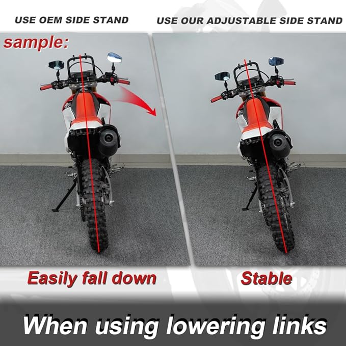 Xitomer 0-2.5'' Adjustable Kickstand Fit for Ninja 300 SE, Ninja 300 / ABS 2014 2015 2016, Ninja 250 / ABS Z250 / ABS 2013 2014 2015 2016 2017 Motorcycle Adjustable Side Stand Foot Side Support