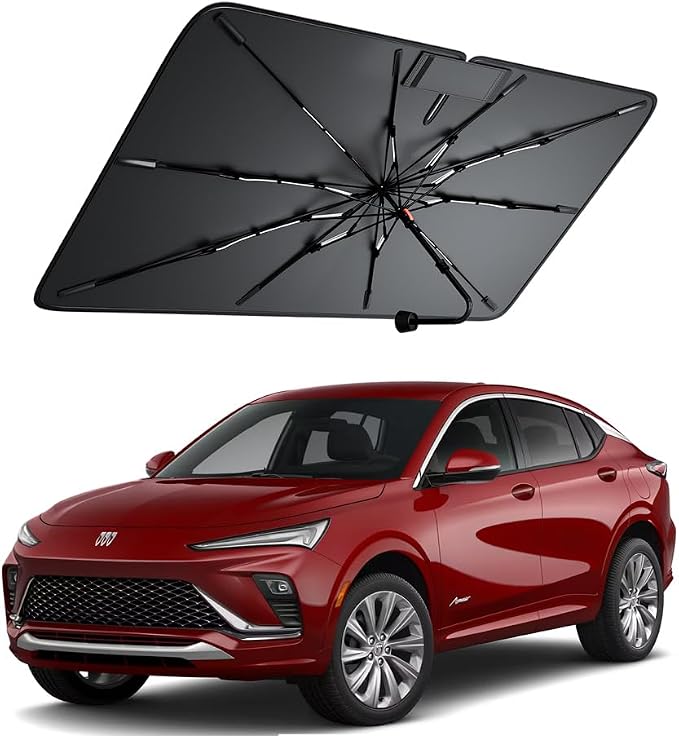 Windshield Sun Shade for Buick Envista 2024–2026, Foldable Umbrella Sunshade with 100% UV Block, Multi-Layer Heat Insulation, Reinforced 10-Rib Frame, Keeps Car Cooler, Summer Car Accessory