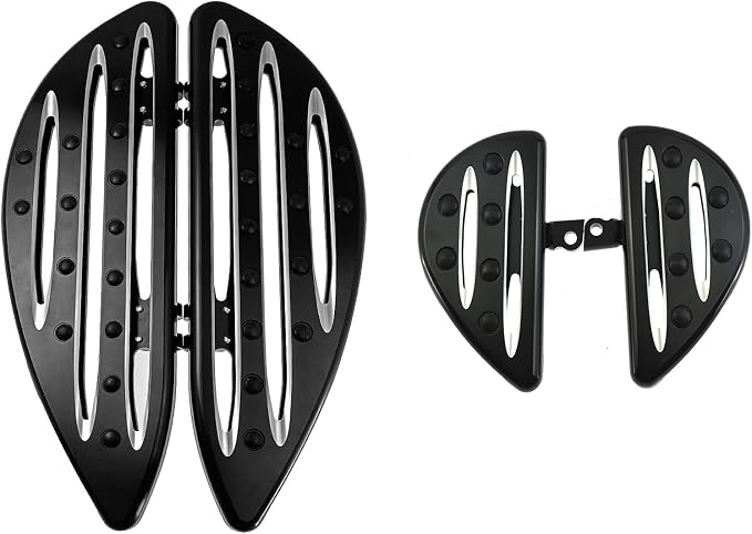 Floorboards Set Driver Passenger Footboards Front Rear Foot Pegs CNC Fit For Harley Touring Road Glide Street Glide Electra Glide Softail Dyna (Black)