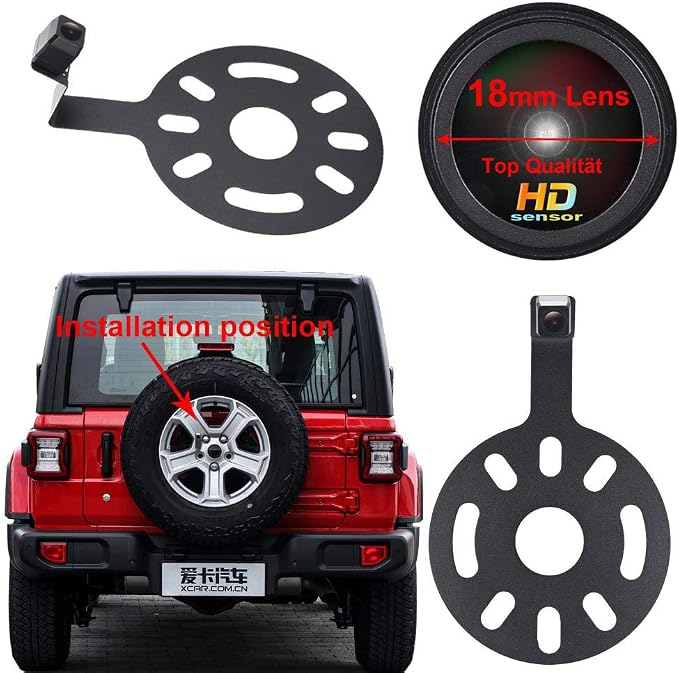 Super HD Vehicle Camera 1280x720 Pixels 1000 TV Lines car Rear View Back up Camera Parking Reverse for Jeep Wrangler Willys Unlimited Sahara Spare tire Rubicon Waterproof Night Vision