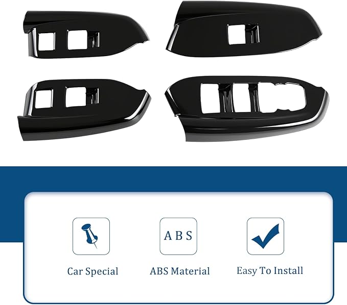 Window Lift Switch Panel Frame Trim ABS Gloss Black Car Door Window Lifter Button Cover Interior Accessories for Chevrolet Trailblazer RS/Active 2024-2026（Rear Armrest Has Two Button Holes）