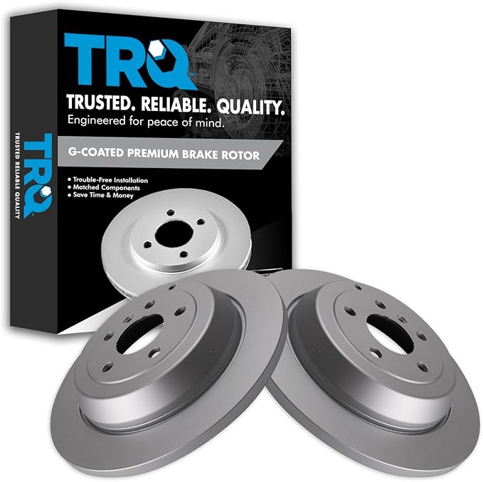 TRQ Rear Brake Rotor Set G Coated Solid Compatible with 2007-2009 Mercedes-Benz ML320 2006-2011 ML350 2010-2011 ML450 2007-2009 R320 2006-2012 R350 2006-2007 R500 2006 ML500