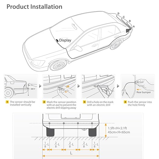 Car Reverse Backup Radar System,Shkalacar Front and Rear Parking Sensors Kit, 8/Sensors Electronics Cars Parking Assistance Reversing Radar with LED Display and Sound Warning