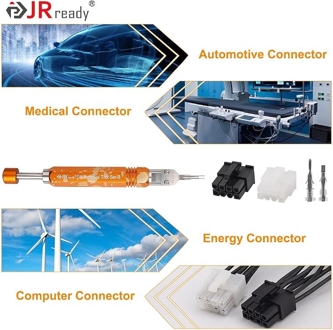 JRready DAP-D173 Molex Pin Extractor Mini Fit Jr Extraction Tool Electrical Pin Removal Tool Molex 11-03-0044 ATX Pin Removal Tool for Mini Fit Jr Terminals with Built in Plunger Depinning Tool