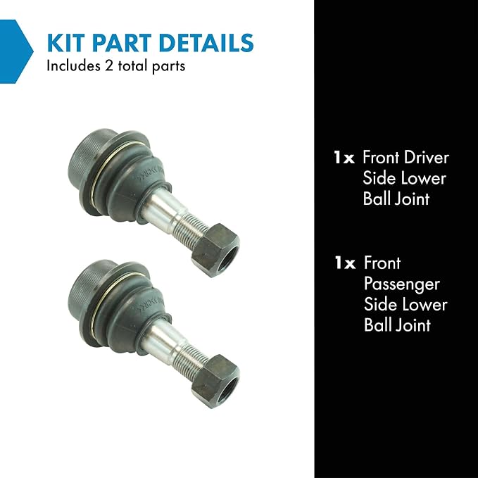 TRQ Front Lower Driver and Passenger Side Ball Joint Set Compatible with 2006-10 Hummer H3 2009-10 H3T