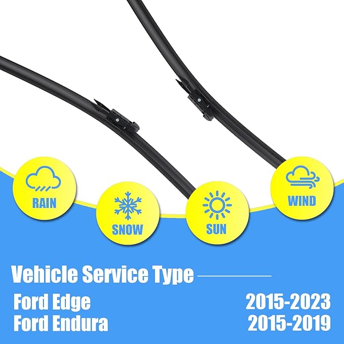 Gavimnal® 28"+28"+14" Silicone Wiper Blades Replacement For Ford Edge 2015-2023,All-Season Front Rear Windshield Wiper Blades(Set of 3)