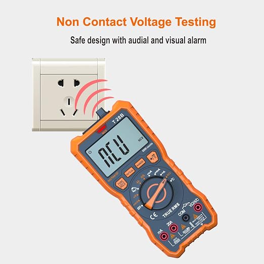 True RMS Digital Multimeter Tester, Auto-Ranging AC DC 20A Ohmmeter 1000V Voltmeter with NCV, Measure Voltage Current Amp Resistance Diode Continuity Duty-Cycle Capacitance Temperature, for Home Auto