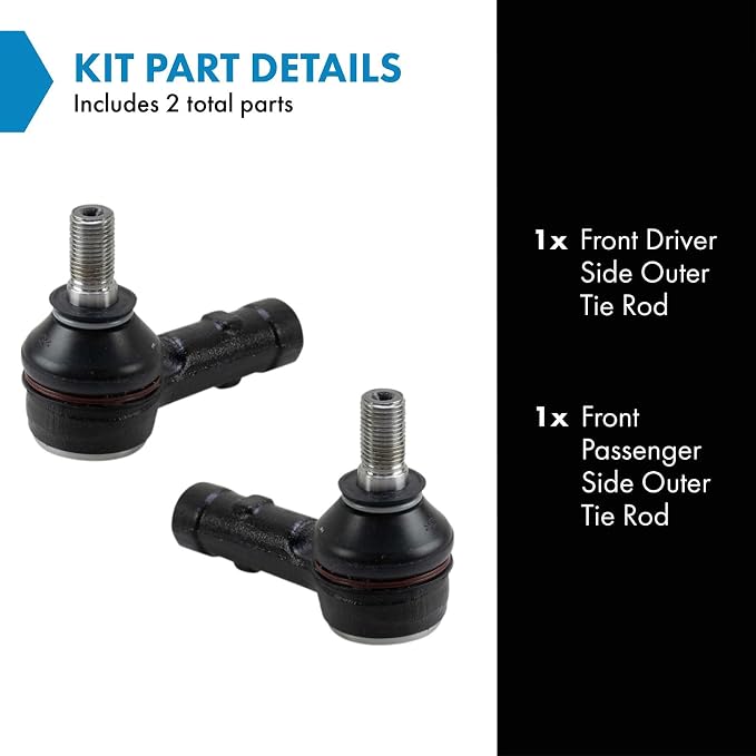 TRQ Outer Driver and Passenger Side Tie Rod Set 2 Piece Compatible with 2013-2015 Chevrolet Spark 2014-2016 Chevrolet Spark EV