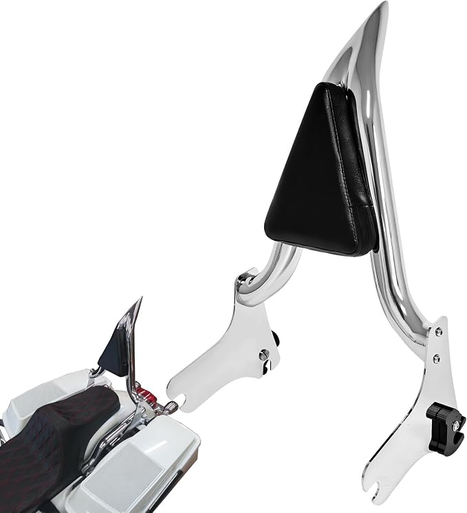 1997-2008 Detachable Sissy Bar Backrest Passenger Back Rest Pad for Harley Touring Road Glide Road King CVO Street Glide Electra Glide (22" Tall Chrome)