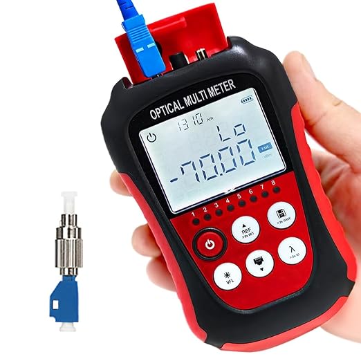 Fiber Optic Cable Tester Portable Optical Fiber Power Meter FC/SC/ST Universal Interface Integrated OPM, VFL, and RJ45 Functions Li-ion Battery USB Charge (OPM&VFL-Li)