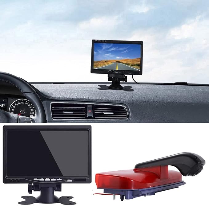 1280 * 720 Pixel Super HD Brake Light Backup Camera with 7 Inch LCD Monitor, Night Vision Reversing Camera Replacement for Ford Transit Connect 2 II/XL Cargo Titanium Passenger Wagon 2014-2022