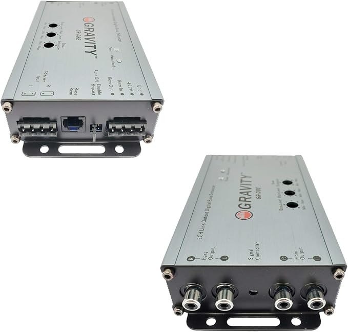 Gravity GR-DBE 2-Channel Premium Line-Out Converter with Digital Bass Enchancer with Knob/Dual Amplifier / 9.5 Volt Pre-Amp Outs/Level Matching Controls