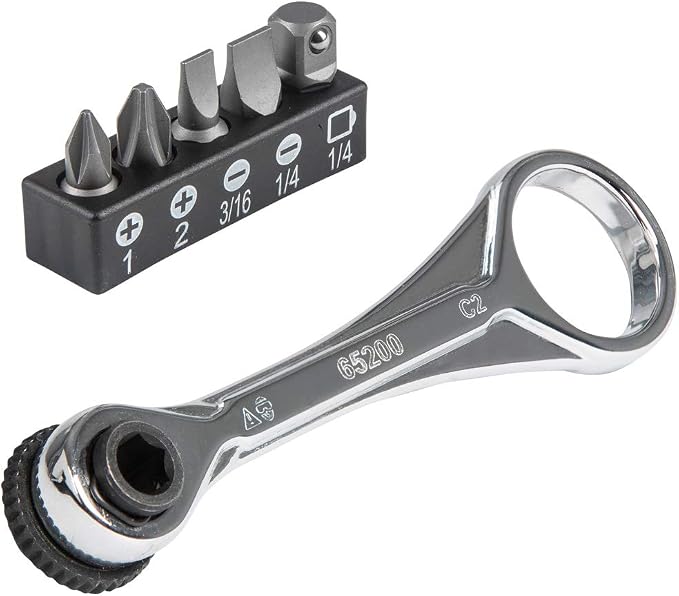 Sunex 9732 44Pc 1/4" Dr Mini Dual Flex Head RATCHET W Socket & Bit Set & Klein Tools 65200 Ratchet Set, 5-Piece Mini Ratchet Set with Phillips, Slotted, and Adapter for Other Socket Sizes