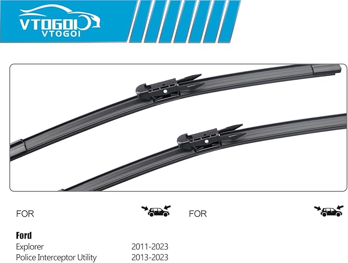 OEM Windshield Wiper Blades Replacement for Ford Explorer 2011-2014 2015 2016 2017 2018 2019 2020 2021 2022 2023, All Weather Original Factory Quality Front & Rear Wipers Set 26"+22"+11" (Pack of 3)