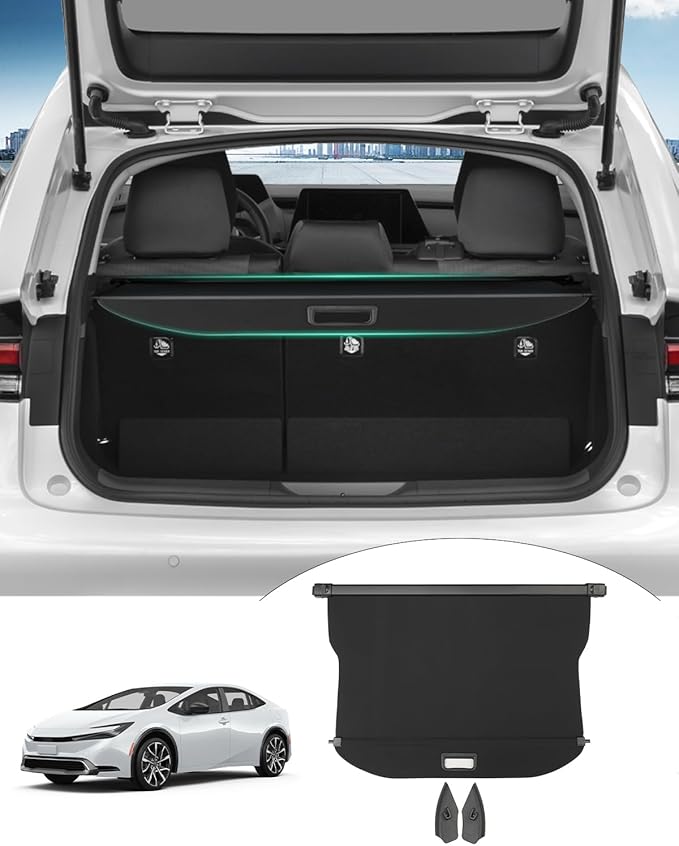 Powerty Cargo Cover for 2023-2025 2026 Toyota Prius & Prius Prime Accessories Trunk Cover Retractable Trunk Shielding Shade Cargo Luggage Cover Black
