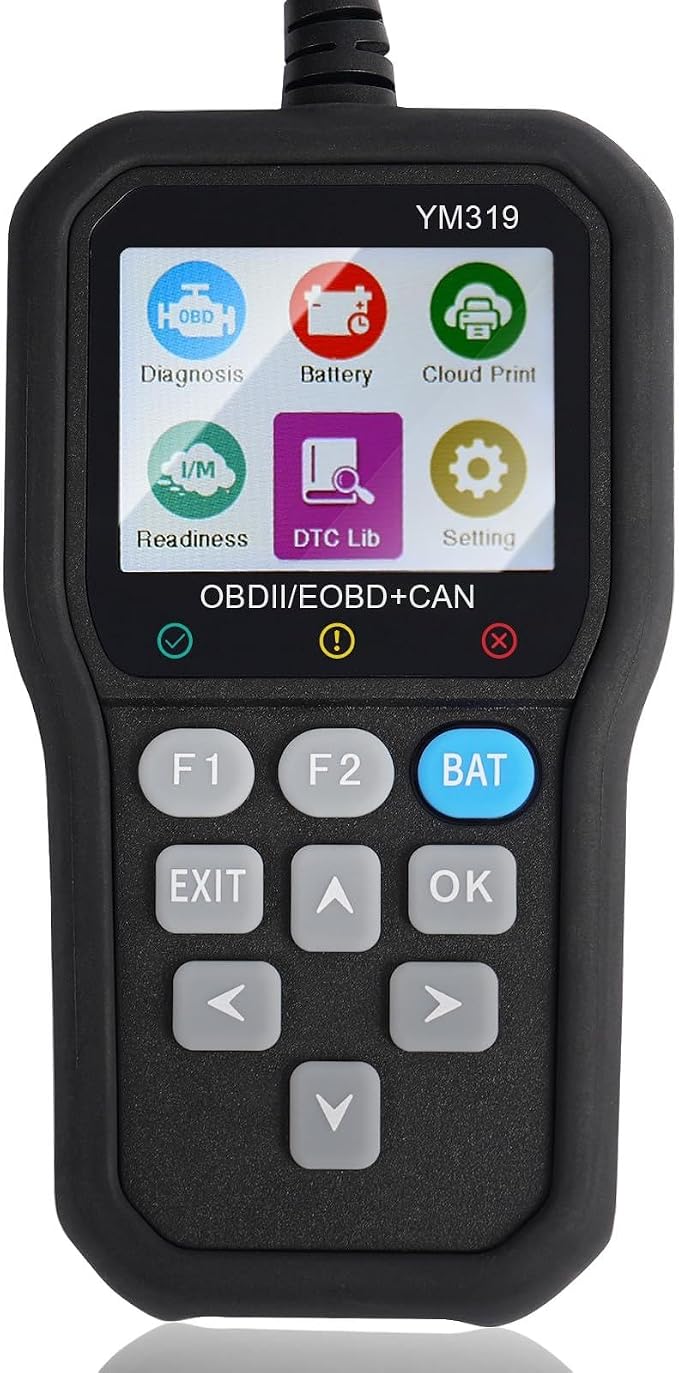 FX319 OBD2 Scanner OBD2 Code Reader, Car Diagnostic Tool with 12V Battery Tester, Turn Off Check Engine Light, Live Data, Cloud Printing for 1996+ OBDII Cars