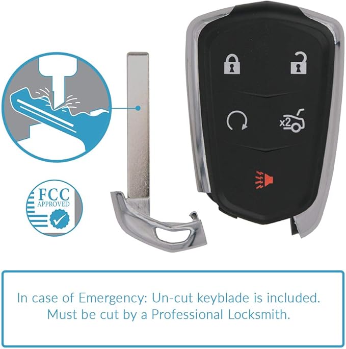 Keyless2Go Replacement 5 Button Proximity Smart Key for Cadillac CT6 HYQ2EB 13598538