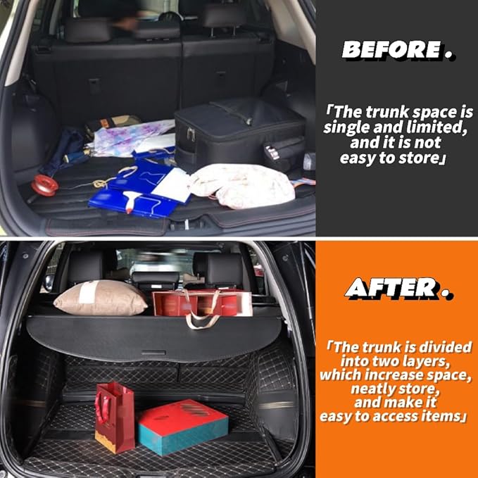 Trunk Cargo Cover Fit for Jeep Grand Cherokee (2 Row;WL) 2022 2023 2024 2025 2026 for Retractable Trunk Rear Security Cover Privacy Screen Shielding Shade with Carbon Fiber Texture
