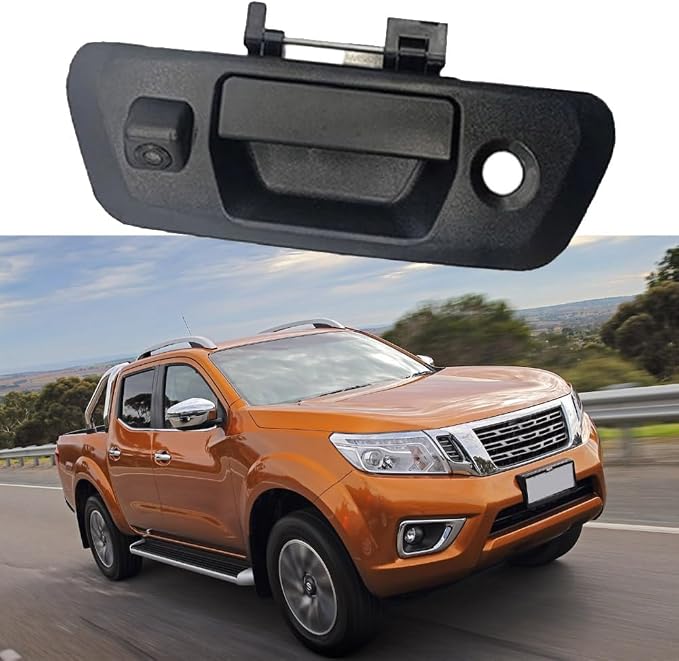 Riloer Tailgate Handle Rear View Backup Camera with Dynamic Guidelines Silver, Compatible with Nissan 2015-2018 Navara D23 NP300, CCD (Charge-Coupled Device) Tailgate Door Handle Camera