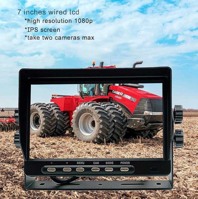7" AHD 1080P Wired Reverse Rear View Backup Camera System,Guide line,IP69K Waterproof Camera, Night Vision, Vibration-Proof 10G for Tractor/Truck/Cargo Van/Excavator/Skid Steer/Heavy Equipment
