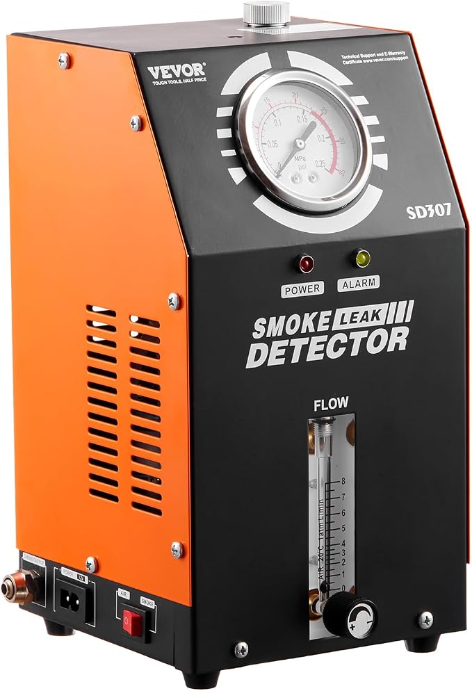 VEVOR Automotive Smoke Machine Leak Detector, DC 12V EVAP Vacuum Diagnostic Tester with Built-in Air Pump, Pressure Gauge & Flow Meter, 2-Mode Fuel Detector for Cars, Motorcycles, Trucks, Boats, ATVs