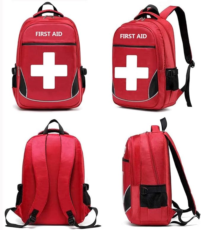 First Aid Bag Empty Red Emergency Medicine Bag First Responder Trauma Multi-Pocket Traveling Field Trips Camping Essentials (Red, Pack of 3)