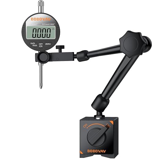 0-1inch/ 25.4mm Electronic Digital Dial Indicator with Magnetic Base Set with 176Lbs/80kg Magnetic Base & Inch/MM Conversion for Lathe, 3D Printer, Machining Calibration Inspection