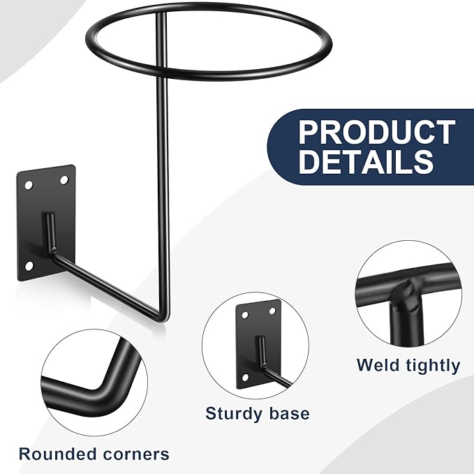 Potchen 6 Pack Helmet Hanger Wall Mount Motorcycle Helmet Rack Metal Ball Holder for Basketball Volleyball Football Multifunctional Display Hook Stand for Cap Hat Wig Riding Jacket Coat