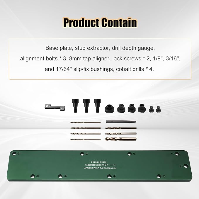 RYANSTAR RACING 71500 Exhaust Manifold Bolt Stud Drill Template Removal Tool Set Compatible with Dodge 5.7L Hemi Motors Manifold Installation and Replacement 71500 Exhaust Manifolds
