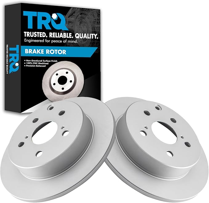 TRQ Rear Brake Rotor Set G Coated Solid Compatible with 2010-2012 Lexus HS250h 2006-2018 Toyota RAV4