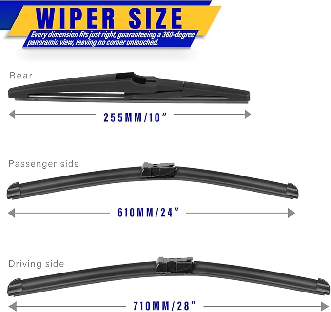 3 wipers Replacement for 2017-2020 Chevrolet Chevy Cruze Hatchback, Windshield Wiper Blades Original Equipment Replacement - 28"/24"/10" (Set of 3) Top Lock