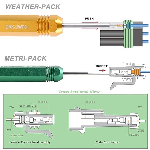 JRready ST5211 Pin Removal Tool KIT for Weather Pack Metri Pack Series Connector Harness terminals and Connector + ST6380-030 Weather Pack Terminal Kit Pins & Sockets 12124582/12124580 14-18AWG