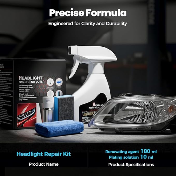 Headlight Restoration Kit, 2026 New Headlight Cleaning and Polishing Spray, Multifunctional Headlight Oxidation Remover Spray for Vehicle Maintenance (1 Set)