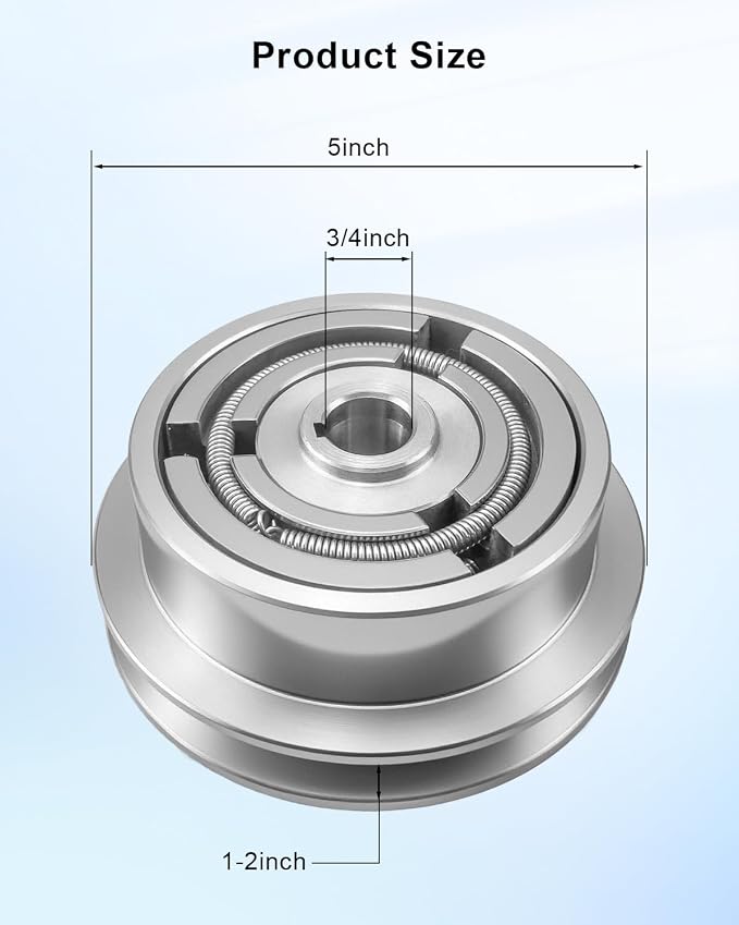 Centrifugal Clutch 5" Single Pulley Fit for Wacker VP1340 VP1350 VP1750 Compactors Honda GX160 GX200 Engine Shafts, 1/2" V-Belt 3/4" 19.05mm Bore