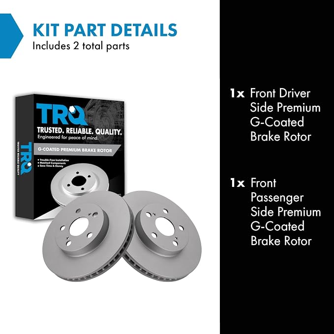 TRQ Front Brake Rotor Set G Coated Vented Compatible with 2011-2017 Lexus CT200h 2010-2015 Toyota Prius 2012-2015 Prius Plug-In