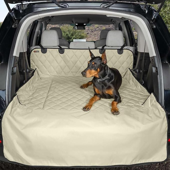 4Knines SUV Cargo Liner for Dogs – Dog Trunk Cover – Heavy-Duty, Waterproof Pet Seat Protector – Durable Cargo Liners for Dogs – USA-Based Company - Extra Large (Tan)