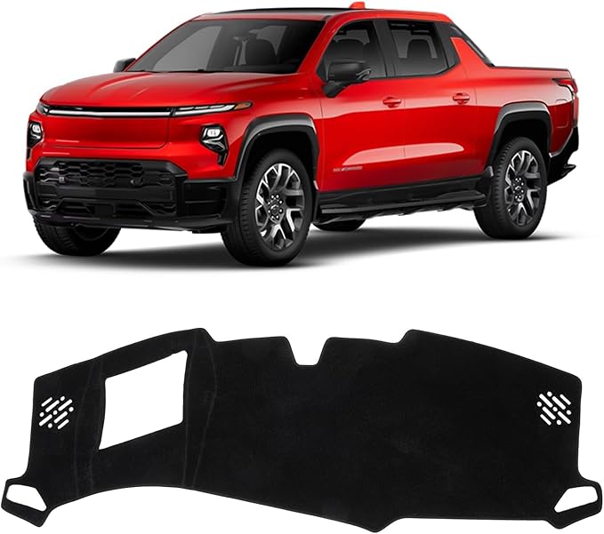 KUST Black Dash Cover for Chevrolet/Chevy Silverado EV 2024 2025 2026 (Only fits for WT Edition. Not fits for RST Edition) Polyester Dashboard Cover Non-Slip Accessories for Silverado EV No Glare