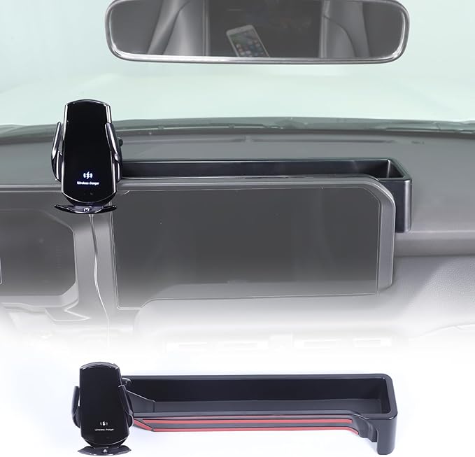 Center Console Dash Organizer Tray Compatible with Toyota Land Cruiser 250 Prado 2024 2025 2026 Navigation Screen Rear Insert Auxiliary Storage Box,Phone Holder Accessories (Style E)