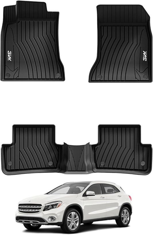 3W Floor Mats for Mercedes Benz GLA 2015-2020 250/45 AMG, TPE All Weather Custom Fit Floor Liner for Benz GLA Accessories 1st and 2nd Row Full Set Car Mats Easy Clean, Black