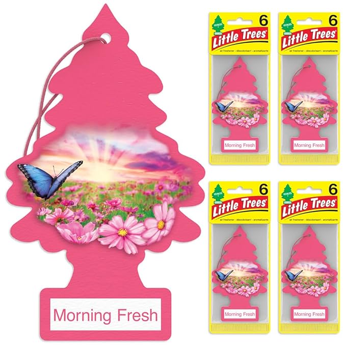 LITTLE TREES Air Fresheners Car Air Freshener. Hanging Tree Provides Long Lasting Scent for Auto or Home. Morning Fresh, 24 Air Fresheners (Pack of 6)