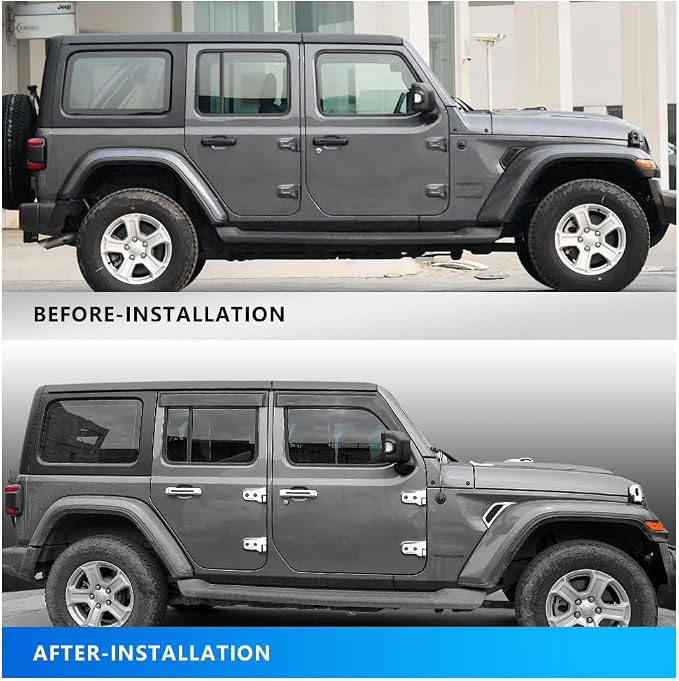 Barong for Jeep Wrangler JL JLU 2018-2025 Accessories Exterior Decoration Door Hinge Handle Engine Hood Hinge Hood Latch Wheel Eyebrow Side Air Outlet Rear Window Hinge Cover 26PCS Full Set (White)