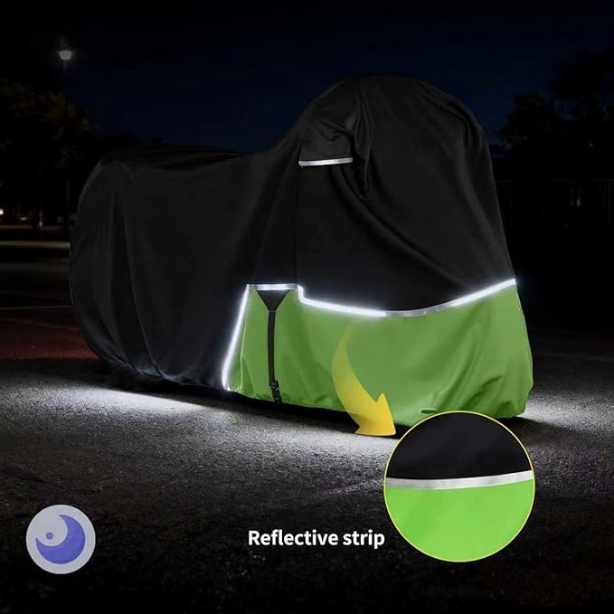 Waterproof Motorcycle Cover Replace for Kawasaki Vulcan 650 900 1500 and Eliminator 450 Cruiser Without Trunk Models,420D Oxford Cloth Motorcycle Cover for Snow Rain Dust Protection (Vulcan)