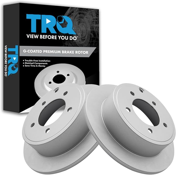 TRQ Rear Brake Rotors Set Premium G-Coated 2 Piece Smooth Driver & Passenger Side Compatible with 2011-2014 Chrysler 200 2008-2017 Mitsubishi Lancer