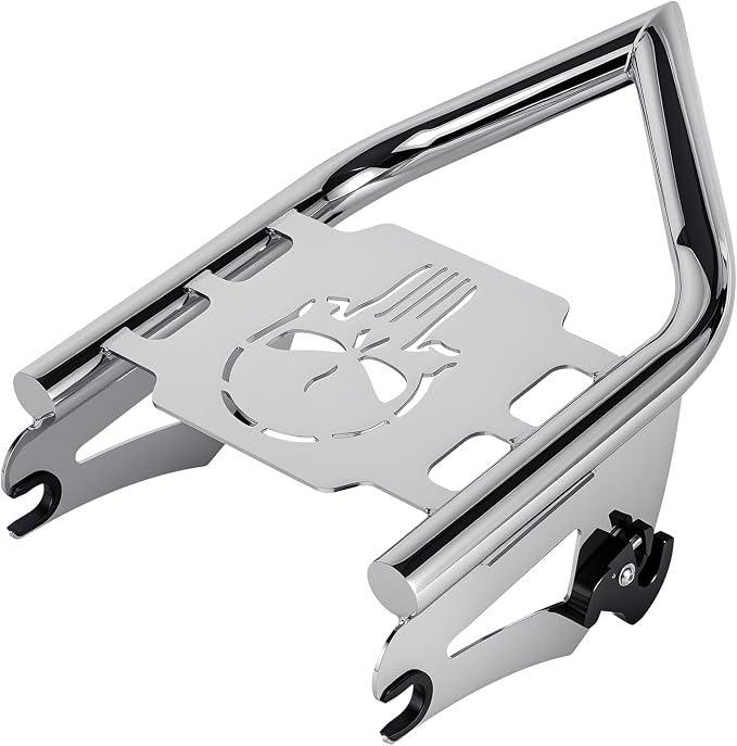 Detachable Luggage Rack for Harley Touring 2009-2026 Street Road Electra Glide/Road King, Chrome（Skull）