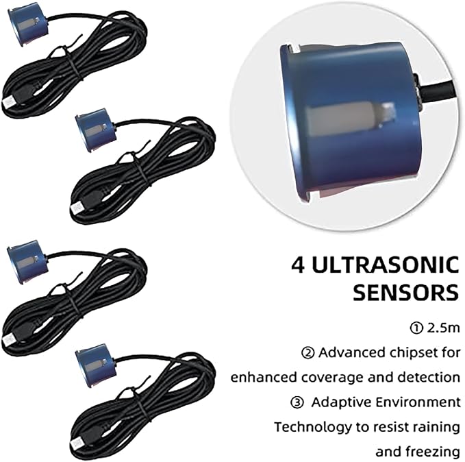 LCD Parking Sensor Kit - Displays Data on Original Screen, Easy Rear Installation, Compatible with CVBS Cameras (Not for AHD), 18 Probe Colors to Match Any Vehicle LightBlue