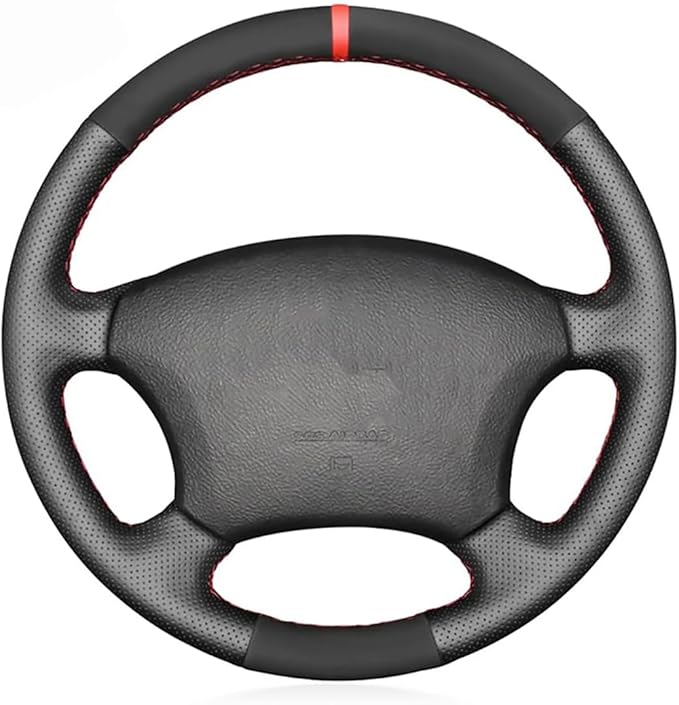 Loncky Custom Fit Black Genuine Leather Steering Wheel Cover for Toyota Land Cruiser 1995 1996 1997 1998 1999 2000 2001 2002 Accessories Car Interior Hand Stitched OEM Parts
