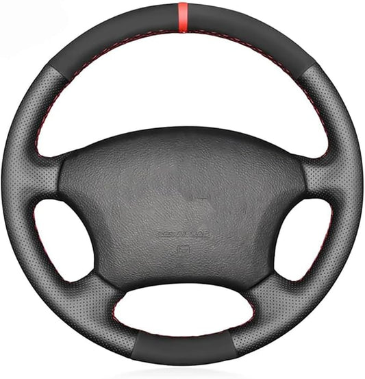 Loncky Custom Fit Black Genuine Leather Steering Wheel Cover for Toyota Land Cruiser 1995 1996 1997 1998 1999 2000 2001 2002 Accessories Car Interior Hand Stitched OEM Parts