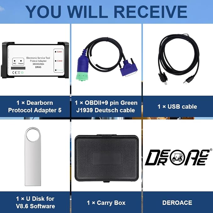 380002884 V8.6 EST DPA5 Diagnostic Tool Kit Dearborn Protocol Adapter 5 for New Holland Electronic Service Tools (EST) for Tractor Loaders 380002884