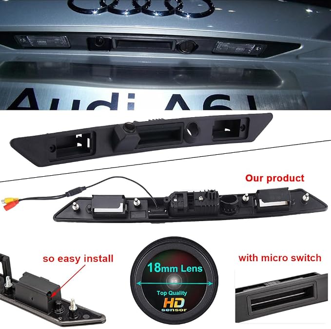 18mm Lens Vehicle-Specific Handlebar Integrated in case Back View Rear View reversing Camera for Audi A3 8P 8p1 8pa S3 V6 A4/S5 B6 8E5 B7 8EC Q7 4L GTI V8 RS4 S4 RS6 A6 A6L C6