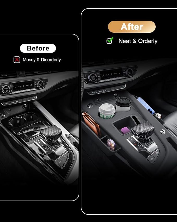 ECOZEN Center Console Organizer Tray For 2020-2024 Audi A5 & 2020-2025 Audi A4/S4 - Silicone Cover Center Console Anti Scratch Protective Pad Storage Tray For 2020-2024 A4/S4/A5 Interior Accessories